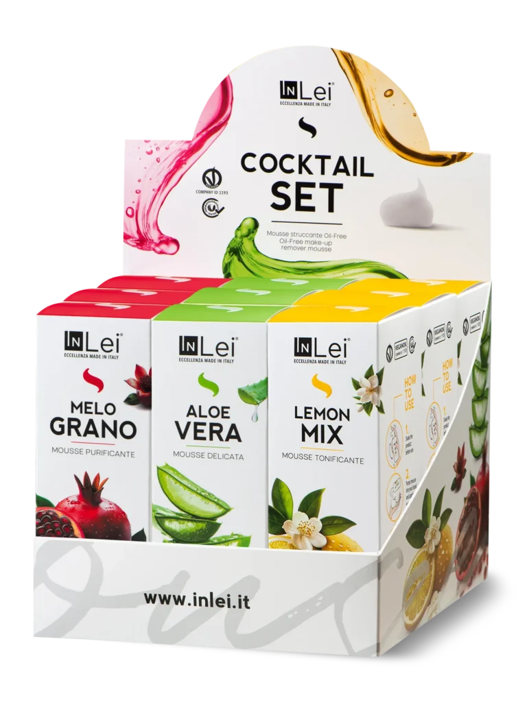 EXPOZITOR COCKTAIL SET – mix demachiante pentru gene, sprâncene și față 100 ml