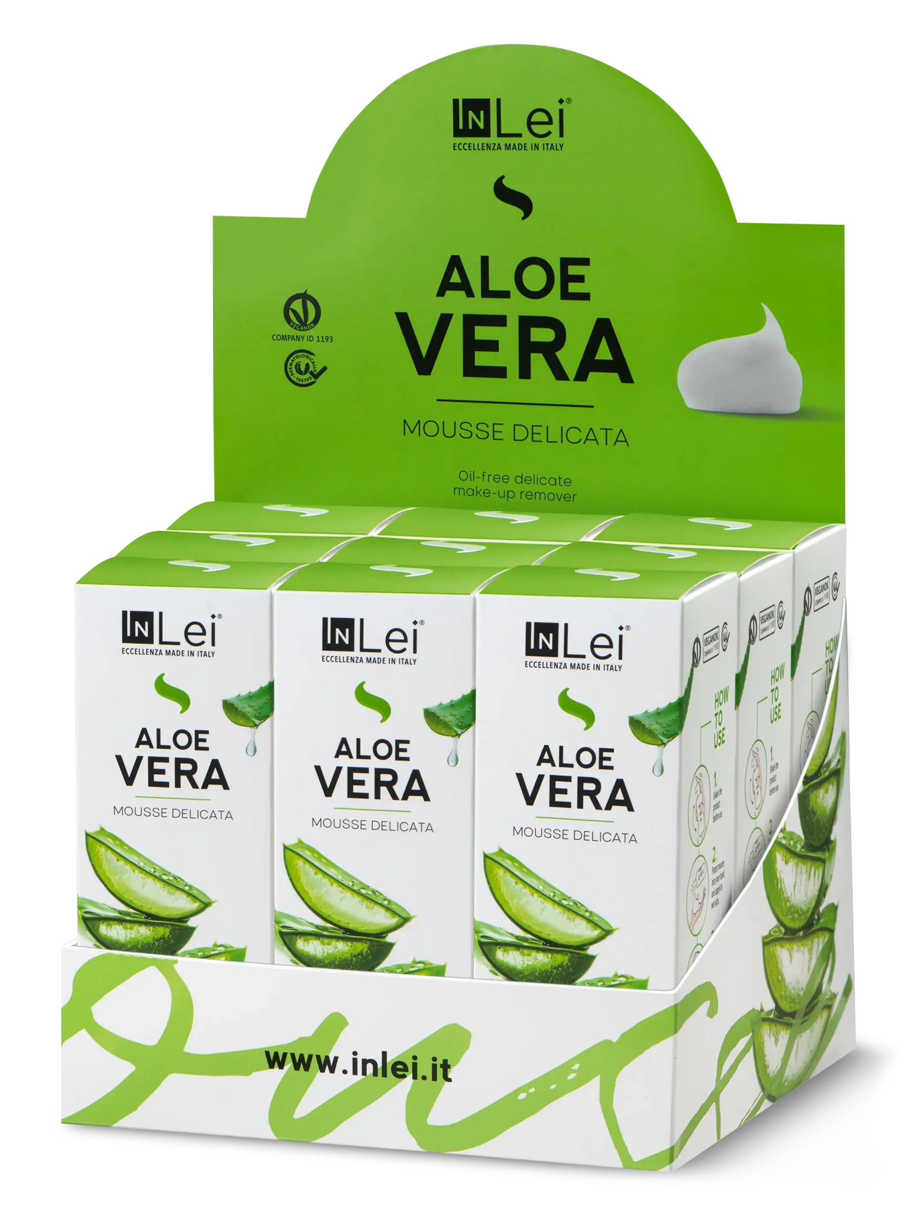 EXPOZITOR ALOE VERA – demachiant delicat pentru gene, sprâncene și față 100 ml
