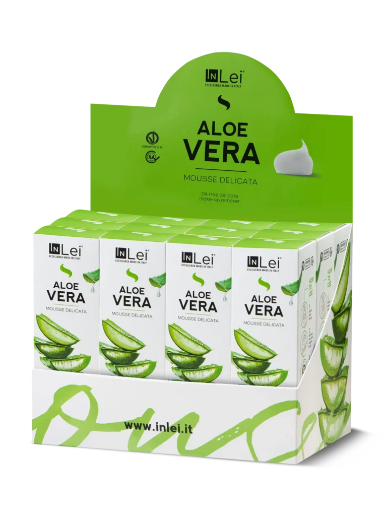 EXPOZITOR ALOE VERA TRAVEL SIZE – demachiant delicat pentru gene, sprâncene și față 50 ml